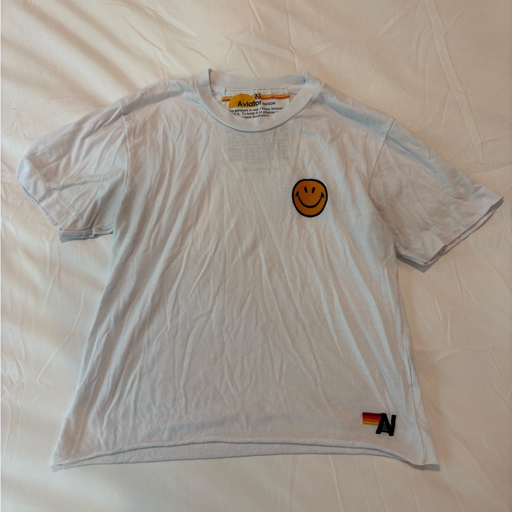 Aviator Nation White Short Sleeve Tee Classic Crew